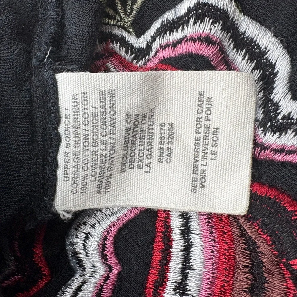 Free People Black Velvet Embroidered Floral Lace Yoke Boho Tank Top Medium